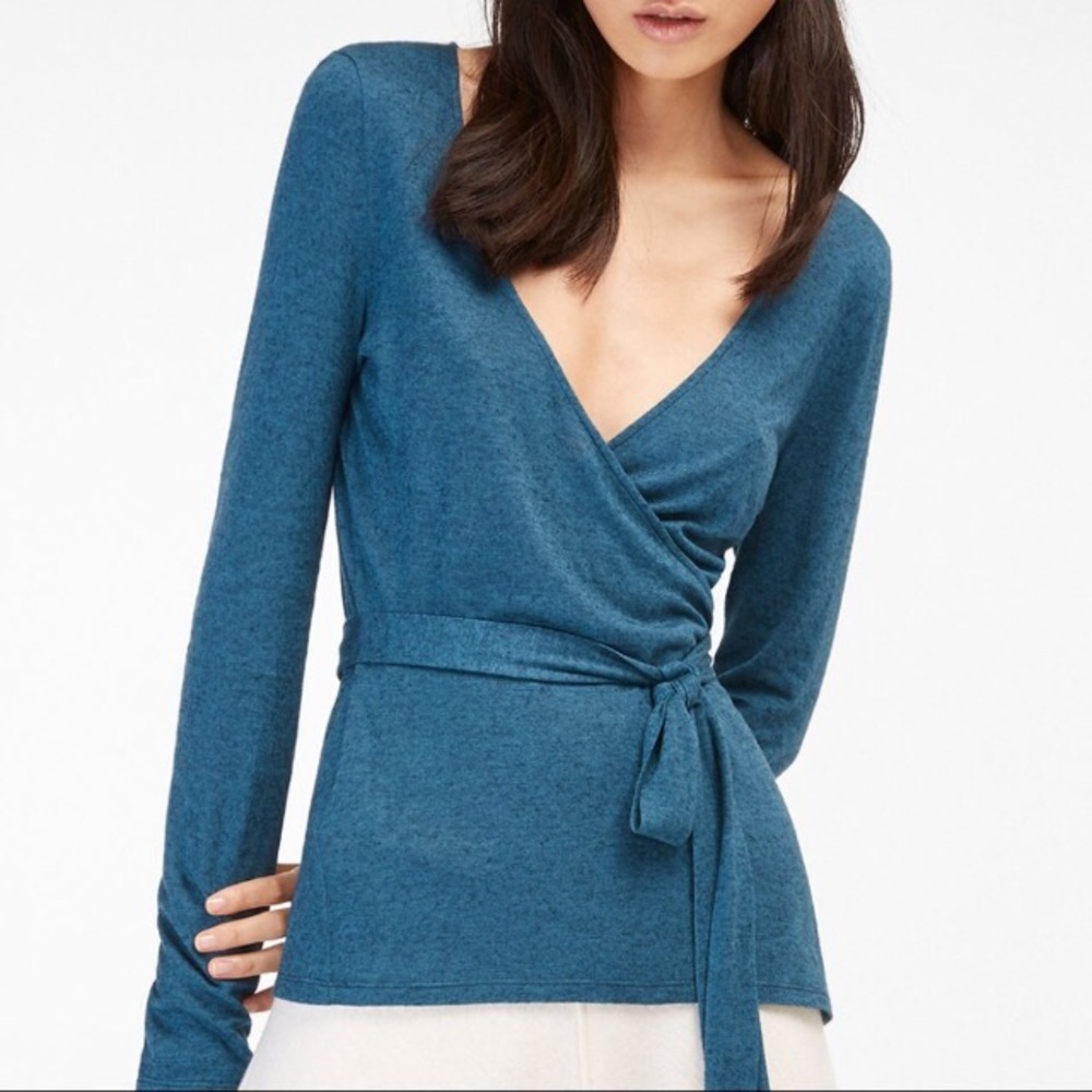 Massimo Dutti Blue Wrap Sweater